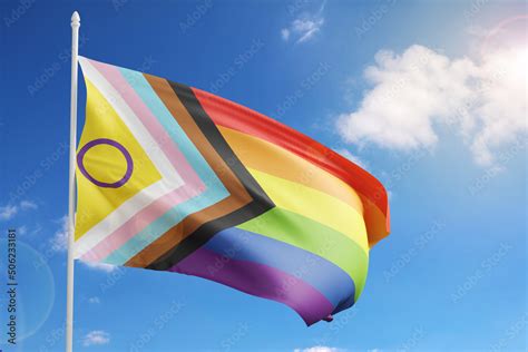 Intersex Inclusive Progress Pride Flag On Sky Background D