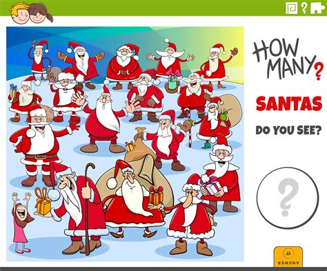 How Many Santa Clauses Educational Task For Kids 1417720 Vector Art At