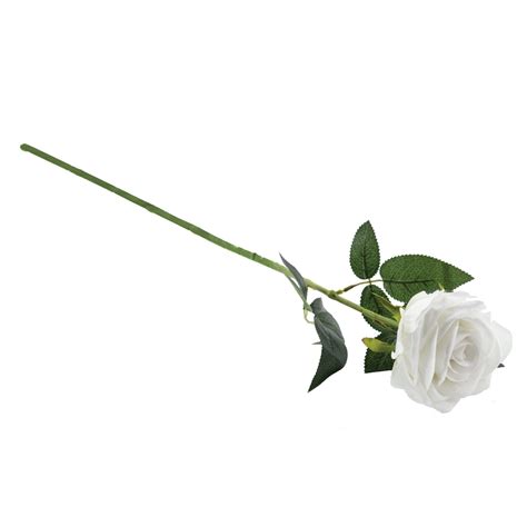 White Silk Single Long Stem Rose 30in Royal Imports