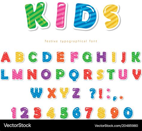 Kids Font Cartoon Glossy Colorful Letters Vector Image
