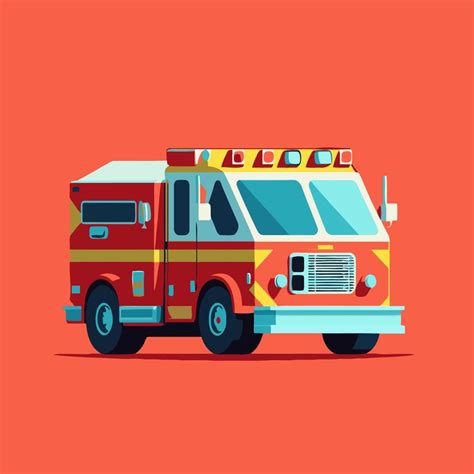 Fire Engine Or Fire Truck Vector Flat Color Cartoon Illustration 17319993 Vector Art At Vecteezy