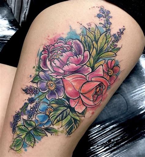 Pin By Ashley Marie On Ink Flower Thigh Tattoos Forearm Cover Up