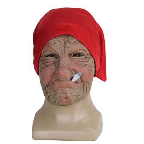 Old Lady Woman Granny Nanny Gypsy Scary Halloween Face Mask Fancy Dress
