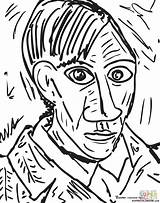 Picasso Pablo Coloring Self Portrait Printable Supercoloring sketch template