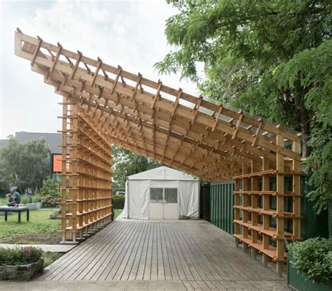 Sticks Pavilion Made Of Scrap Wood Opens At Socrates Sculpture Park