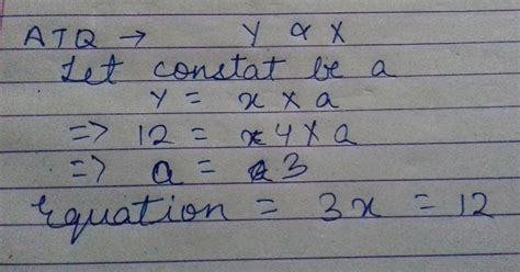 let y varies directly as x if y is equal to 12 then x is equal to 4 then write a linear equation