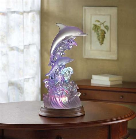 Dshd Lighted Dolphin Figurine Artistic Frosted Dolphin Figurine
