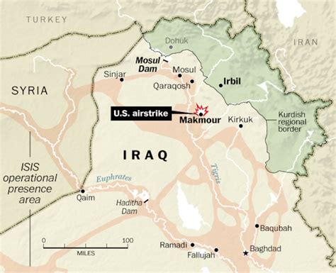 map of u s airstrikes in northern iraq the washington post