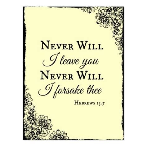 Bible Verse Never Will I Leave You Postcard Zazzle