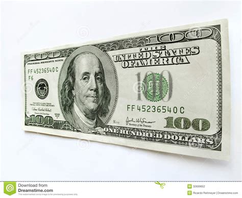 United States One Hundred Dollar Bill With Ben Fra Stock
