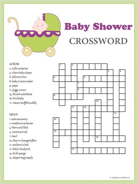 Juegos Para Baby Shower Crucigrama Con Respuestas Juegos Para Baby