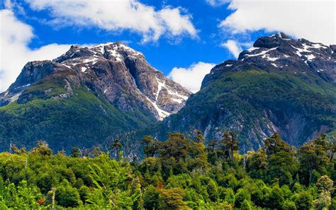 Landscape Nature Chile Summer Mountain Forest Clouds Patagonia