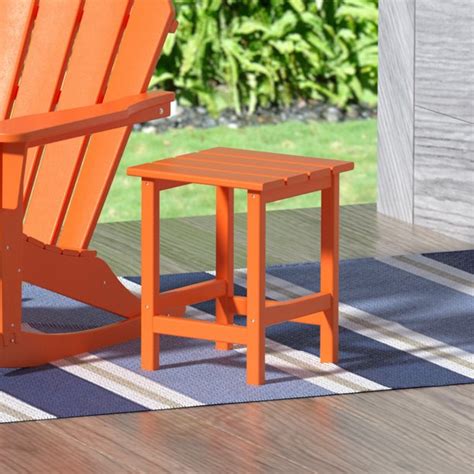Garden Square Plastic Adirondack Outdoor Side Table Orange