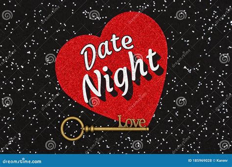 Date Night Type Message With Skeleton Key With A Red Heart Stock Photo