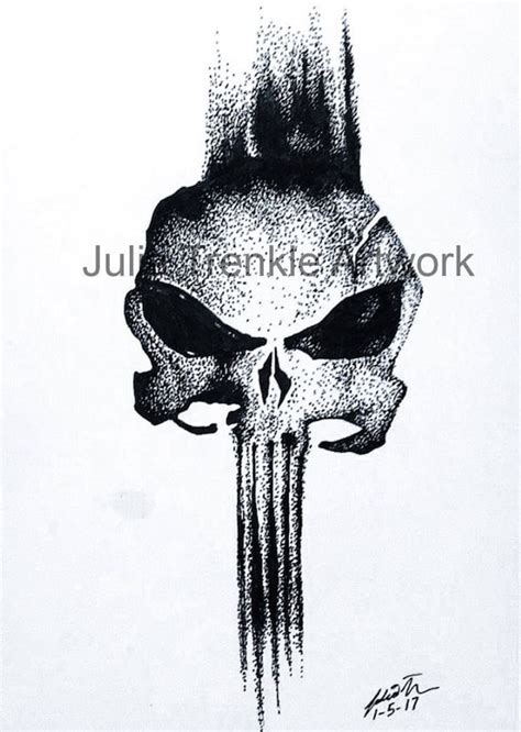 Punisher Skull Drawing Etsy