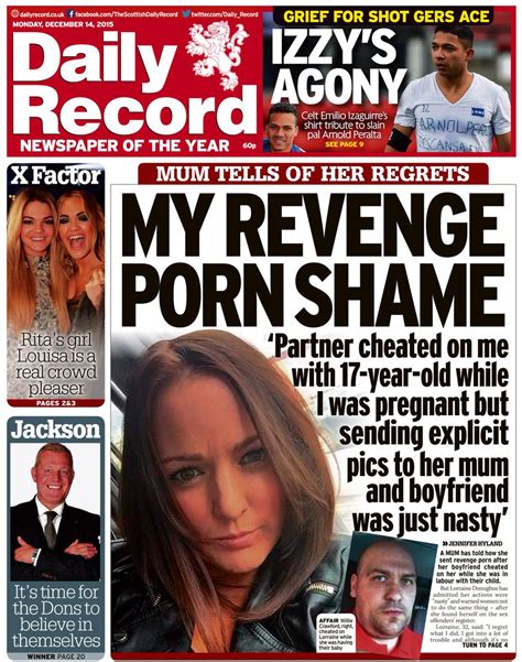 Mondays Daily Record Front Page Celt Izaguirres Shirt Tribute And Mums Revenge Porn Regrets