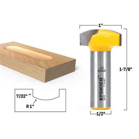 CNC Router Bits :: Large Bowl :: 1" Radius Horizontal Crown Router Bit
