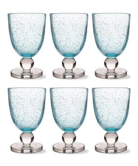 Tag Aqua Bubble Goblet Set Of Six Zulily Handcrafted Glass Goblet Glassware