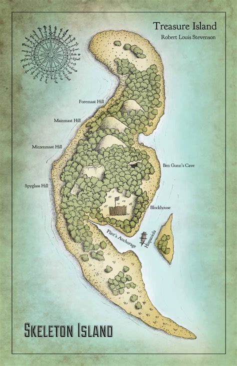 Robert Louis Stevensons Treasure Island Map Print Books Worth