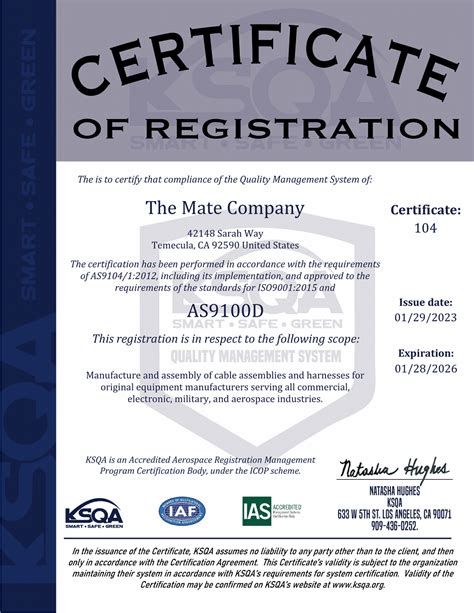 Iso And As9100d Certificate