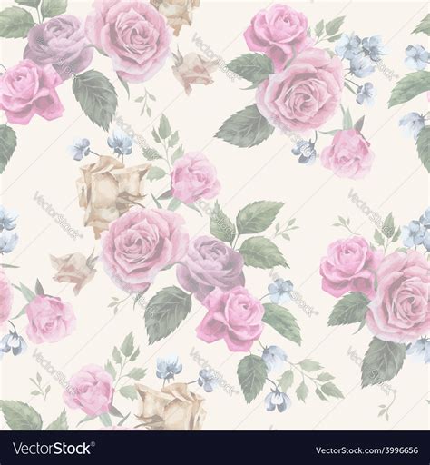 Seamless Floral Pattern With Pink Roses On Light Vector Image