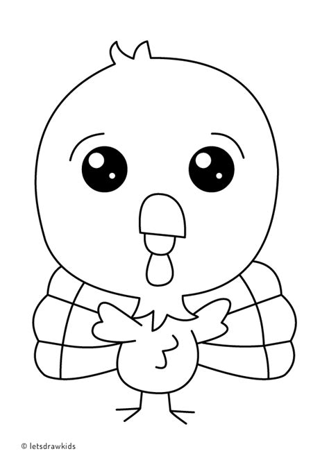 Coloring Page For Kids Baby Turkey Learn How To Draw Baby Turkey On