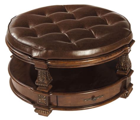 Moremaitland smith ltd leather tray on custom wood stand. Round Leather Ottoman Coffee Table | Coffee Table Design Ideas