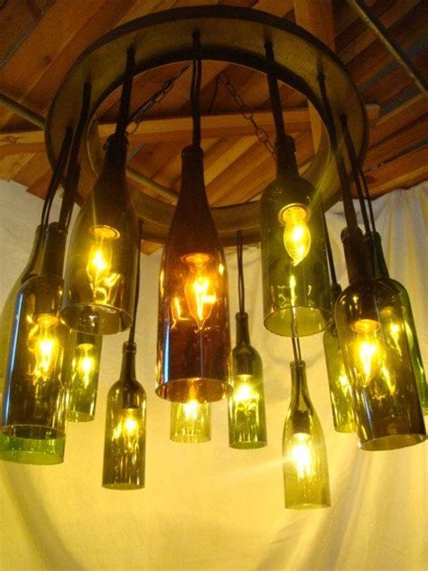 Wine Bottle Chandelier Upcycled From Wine By Winebarrelfurniture 475