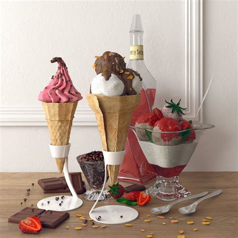 3d Model Ice Cream Set Cgtrader