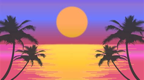 Palm Trees Sun Vector Artwork 4k Trees Wallpapers Sun Wallpapers Palm