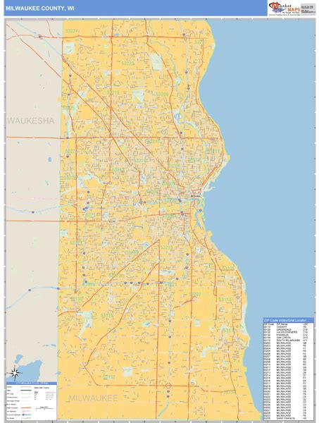 Milwaukee County Wisconsin Zip Code Wall Map