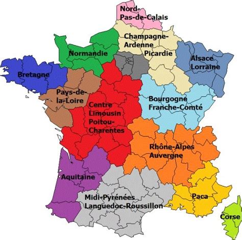 Attention, je ne vous demande pas de les apprendre mais de savoir ou elles doivent être placées. La carte de France avec ses régions - Arts et Voyages