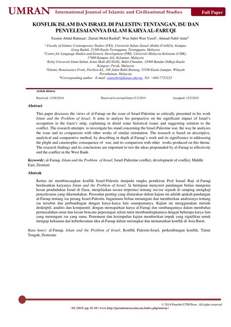 We did not find results for: (PDF) KONFLIK ISLAM DAN ISRAEL DI PALESTIN: TENTANGAN, ISU ...
