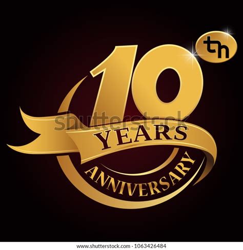 10 Years Golden Anniversary Logo Celebration Stock Vector Royalty Free