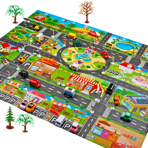 Snorda Kids Play Mat City Road Buildings Parking Map Game Scene Map