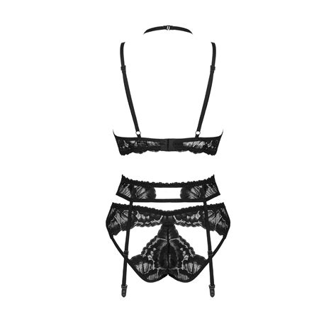 Sexy Sheer Mesh Bralette Cincher Garter Panty Set Lavinia Lingerie