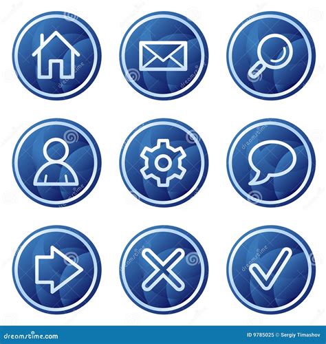 Basic Web Icons Blue Circle Buttons Series Stock Illustration Image