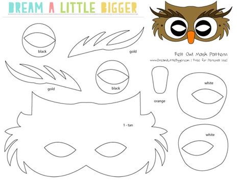 Felt Owl Mask Free Pattern Okul öncesi Owl Mask Mask For Kids