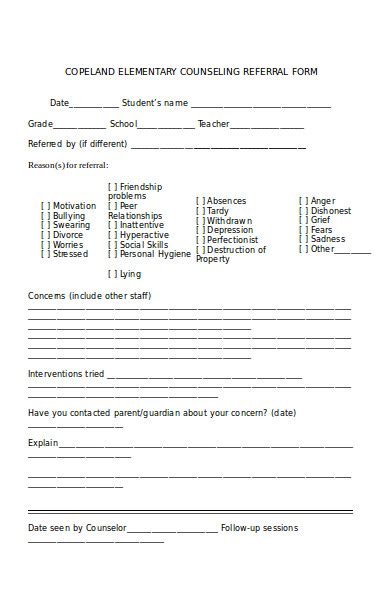 Free 9 School Counseling Forms In Pdf Ms Word