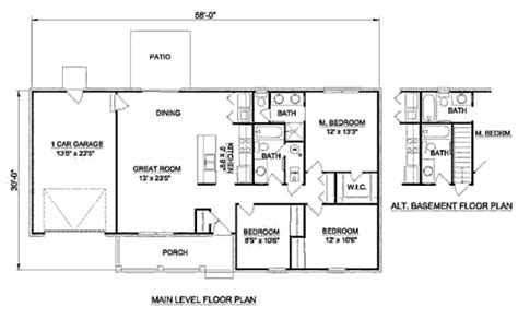 Ranch Style House Plan 3 Beds 2 Baths 1200 Sqft Plan 116 248