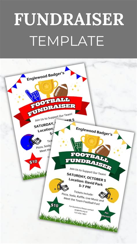 Editable Football Fundraiser Flyer Template Football Team Etsy