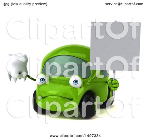 Clipart Of A 3d Little Green Car On A White Background Royalty Free