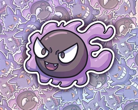 3 Chibi Gastly Haunter Gengar Stickers Fan Art Etsy