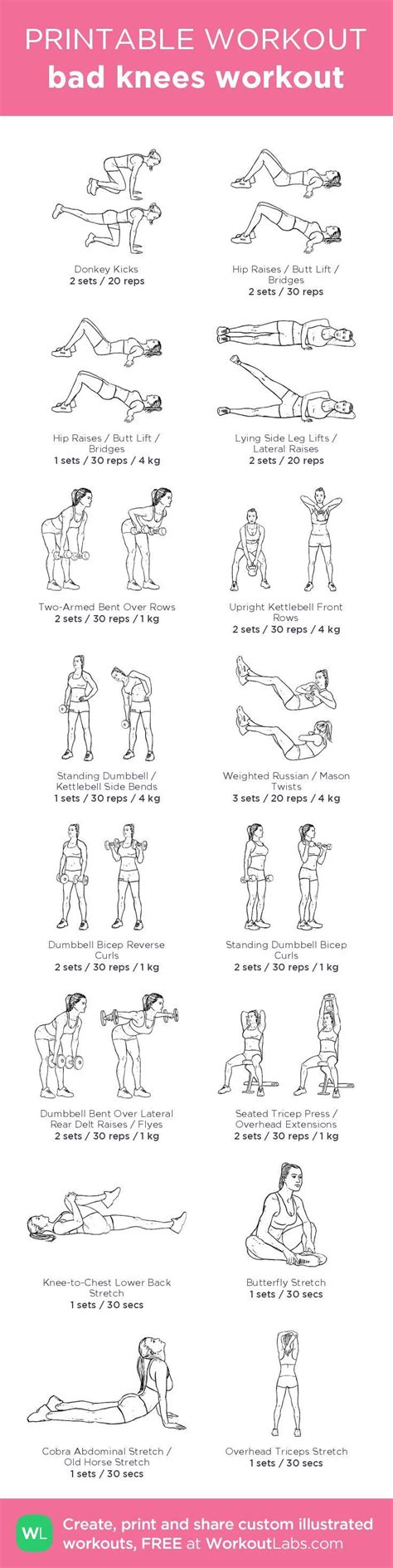 Bad Knees Workout Illustrated Exercise Plan Created At