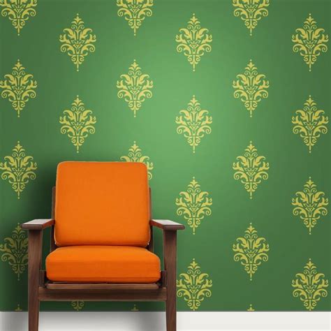 Don't be one of those boring wall paper people, get a stencil! Traditional Motif Stencil for living room wall painting ...