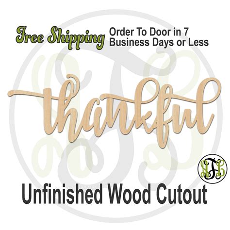 Thankful 2 320295FrFt Word Cutout unfinished wood cutout | Etsy