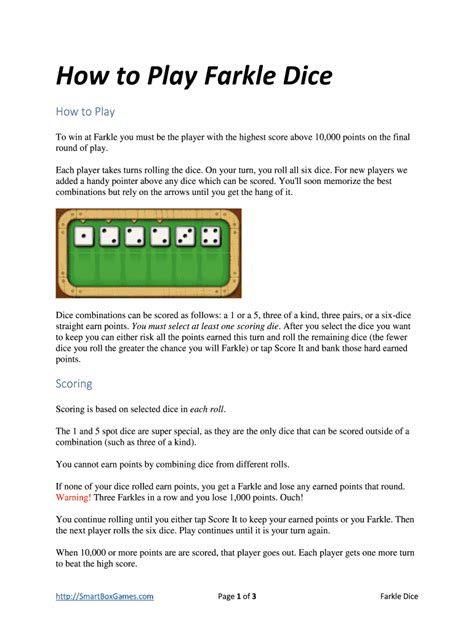 Fillable Online How To Play Farkle Dice Fax Email Print Pdffiller