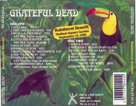 Deadheadland ~ On This Day Sept 24 1988 Rain Forest Benefit