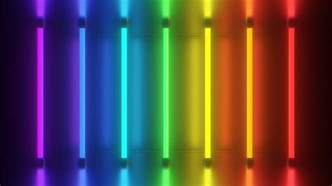 Retro Rainbow Neon Lights Tubes Glow Futuristic Bright Reflections 4k