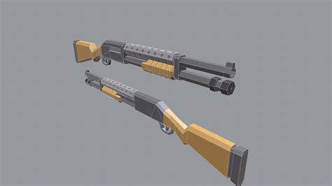 3D Model Low Poly Pack Two Shotguns VR AR Low Poly CGTrader
